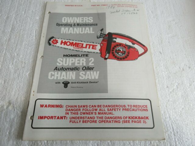Homelite Super 2 Owners Manual